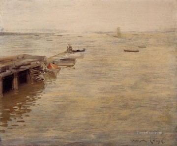  Grey Oil Painting - Seashore aka A Grey Day William Merritt Chase